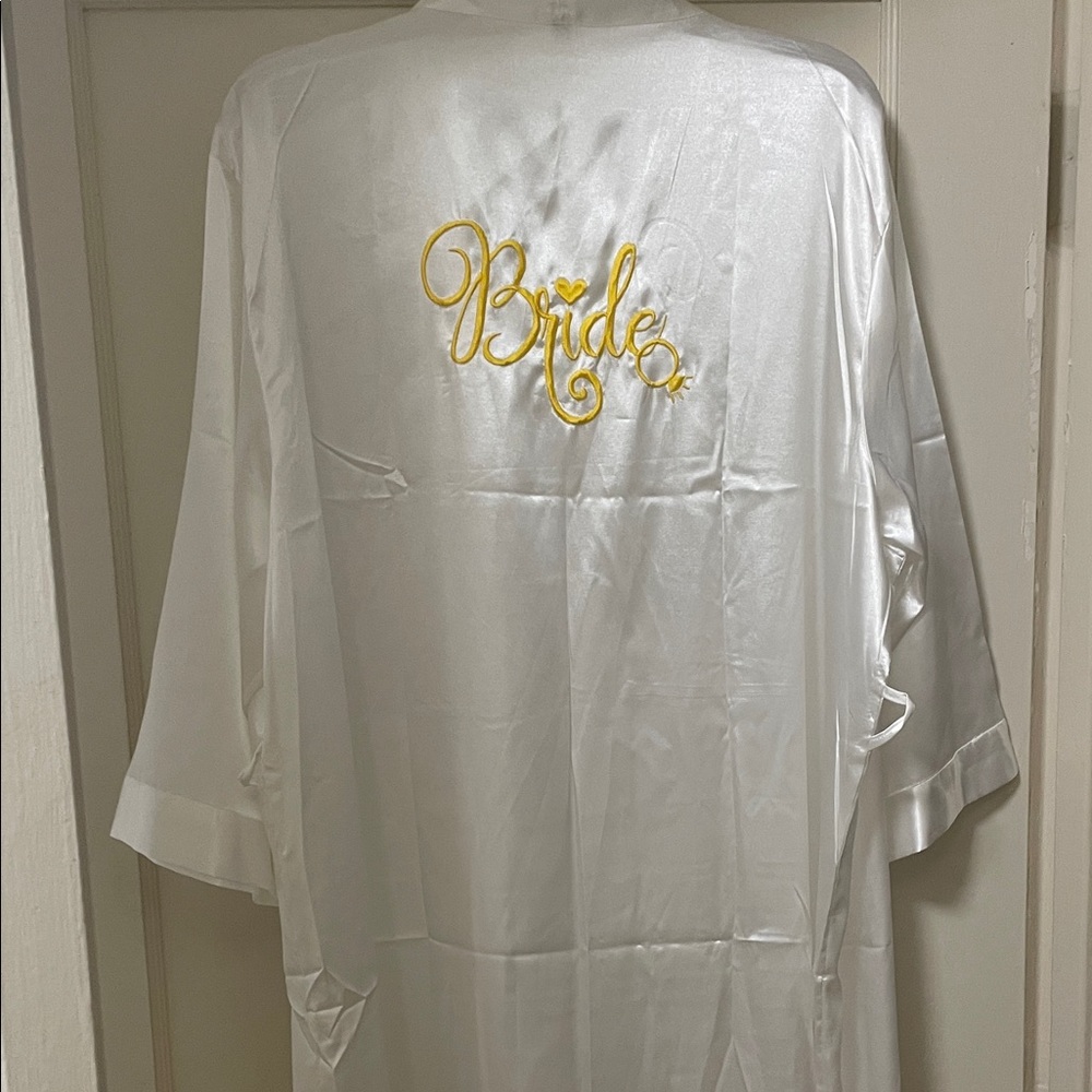 Bride Satin Robe NWOT - never used & 2 piece garter set bundle